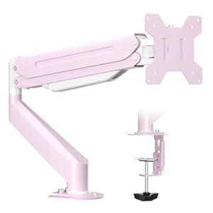 Suptek Monitor Mount Gas Spring Monitor Arm Desk Mount Fully Adjustable Fits 17-32 inch Monitors Weight Capacity up to 22 lbs, Pink(MD8PINK)