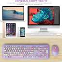 Wireless Keyboard and Mouse Combo, Colorful Ergonomic Full Size Retro Low-Noise Keyboard with Cute keycaps, Compatible with Windows, PC, Perfer for Home and Office Keyboards (Purple)