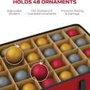 Large 128 Christmas Ornament Storage Box, Adjustable Compartment Dividers, Dual Zipper, Stackable Holiday Decorations Organizer with Lid, Xmas Durable Fabric Bin, Reinforced Handles Space-Saving (Red)