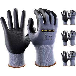 Tarantula Safety Work Gloves for General Purpose Nitrile Coated 3 Pairs, Seamless Knit Breathable Nylon Glove with Black Micro-Foam Nitrile, Medium