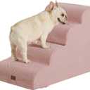 Made4Pets Dog Stairs Ramp for Bed 19.7" H, 4-Step Dog Steps for High Bed Couch Sofa Climbing, 35D Foam Pet Steps for Small Dogs and Cats, Non-Slip Bottom Pet Stairs, Pink