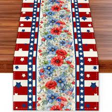 America Stars Stripes Patriotic Table Runner 72 Inches 4th of July Memorial Day Veterans Day Decorations and Supplies for Home Kitchen Dining Room Table Decor