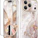 GVIEWIN for iPhone 17 Pro Case Compatible with MagSafe, with Screen Protector [Full Camera Protection] Military-Grade Shockproof Slim Magnetic Marble Phone Case for 17 Pro 6.3", A-Pearlescent/Gold