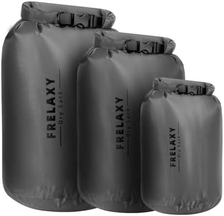 Frelaxy Waterproof Dry Bag 2 Pack/3 Pack, Lightweight Portable Dry Bags, 5L & 15L & 25L Durable Dry Sack Set Keep Gear Dry for Hiking, Camping, Boating, Backpacking, Kayaking (Pack of 2 - Gray)