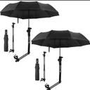 2 Pcs Beach Umbrella with Adjustable Universal Clamp Upf 50+ Automatic Open and Close Windproof Travel Portable Golf Umbrella for Beach Chair, Stroller, Fishing (Black)