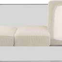 H.VERSAILTEX High Stretch Individual Seat Cushion Covers Sofa Slipcovers Couch Cushion Covers Sofa Covers Featuring Jacquard Textured Twill Fabric (3 Pack for 3 Cushion Sofa, Natural, Large)