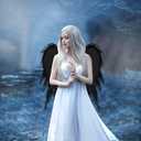 Anbaby Chiffon Angel Wings Costume Accessory Black or White Feathered Wings Halloween and Cosplay Props (Black)