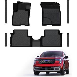 Mabett Floor Mats with Door Sill Protectors for Ford Maverick Gasoline Accessories 2025 2024 2023 2022, All-Weather TPE Liner Mat Custom Fit Maverick Gasoline Model(NOT fit Hybrid)
