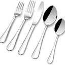 Silverware Set, 20 Piece Flatware Cutlery Set for 4, 18/8 Stainless Steel Silverware Mirror Polished Dishwasher Safe for Home, Restaurant, Wedding, Party Cutlery(Silver, 20 pieces for 4)