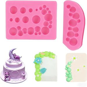 KuuGuu 2 PCS 3D Pearl Fondant Mold Semi Sphere Ball Silicone Fondant Molds Hemispherical Shape Bubble Cake Decorating Chocolate Molds for Cake Decoration Candy Sugar Cupcake Topper Cake Pop Popsicle