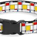 Red Yellow Black White Line Stripes Dog Collars Soft Adjustable Collar Strap for Dogs Cats Pet Size: Adjustable 17-27 Inch