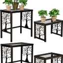 Evergreen Garden Nesting Plant Stands Indoor/Outdoor, Metal Plant Stand for Patio, Porch, Garden, Corner Plant Stands for Indoor Plants (Tree of Life, Set of 4)