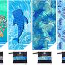 Microfiber Thin Lightweight Beach Towel Sand Free Quick Dry Absorbent Compact Towels for Swimming Pool Camping Beach Accessories Large Easy Pack Travel Things for Vacation Essentials Adult Gift (32x71 inch, 4 Pack Turtle Whale Freedom)