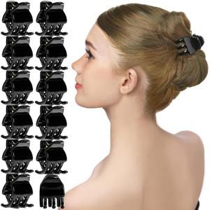 RC ROCHE ORNAMENT 12 Pcs Small Hair Clips for Women 1.3" Inch Thick or Thin Hair Jaw Clamps Secure Strong Hold No Slip, Medium Black