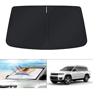 KUST Windshield Sun Shade for 2011-2025 2026 Jeep Grand Cherokee/Grand Cherokee L Accessories SUV 4 Layers Window Sunshade Sun Visor Protector Foldable Blocks UV Rays Keep Your Car Cooler