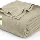 Utopia Bedding 100% Cotton Thermal Blanket Khaki Queen Size Soft, Lightweight, Breathable, Cozy Spring and Summer Blankets for Bed, Home Room Decor Gifts for Women and Men (90x90 Inches)