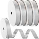 4 Rolls 50 Yards Homecoming Mum Glitter Diamond Dust Ribbon 0.71 Inches Glitter Plastic Gift Craft Wrapping Ribbon for DIY Homecoming Chrysanthemum Party Decor(Silver)