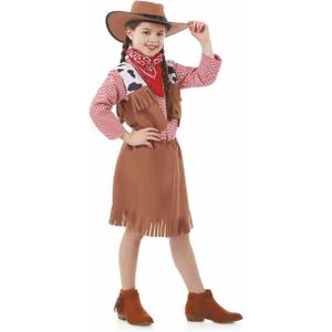 Fun Shack Cowgirl Outfit for Kids - Girls Cowgirl Fancy Dress Costume - Western Themed Dress Up for Parties, Size M
