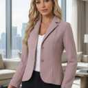 Allegra K Women's Work Office Blazer Stretch Lapel Collar Long Sleeve Jacket Suit Blazer (Pink, S)