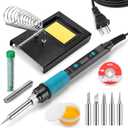 WORKEASE 100W Soldering Iron Kit, LED Digital Solder Iron with 5pcs Tips, 10s Fast Heating Max 932, Adjustable Temperature Soldering Iron Kit for Electronics for Electronic Repair, DIY (Black)