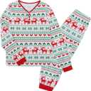 PopReal Christmas Pajamas for Family, Family Christmas Pajamas PJs Matching Sets Top Sleepwear Jammies (White, L)