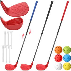 Realspring 3 Pack Golf Club Set Adjustable Golf Club for Backyard Game Plastic Chipping Clubs Hit Plastic Balls Outdoor Indoor Training Practice Gift(Right Hand)