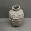 Kokrose Terracotta Vase, White Grey Rustic Farmhouse Decor, Vintage Large Pottery Clay Vase, Ceramic Flower Vases for Centerpieces, Table Top Fireplace Mantel Decor (11.2"H))