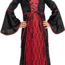 Halloween Costumes for Girls Vampire Costume Toddler Gothic Victorian Royal Dress Up Themed Party Role Play Cosplay (Medium(8-10 yrs), Black)