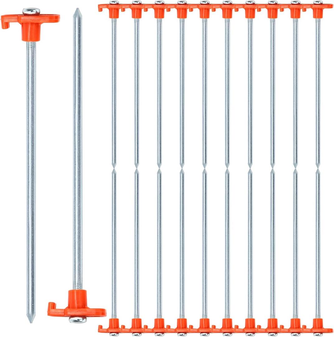 Yesland 20 Pack Tent Stake Heavy Duty, 10 Inch Non-Rust Metal Tent Pegs Ground Yard Stake Tent Spikes for Camping Patio, Garden, Canopies, Grassland, Outdoor, Hiking, Orange Yesland 20 Pack Tent Stake Heavy Duty, 10 Inch Non-Rust Metal Tent Pegs Ground Yard Stake Tent Spikes for Camping Patio, Garden, Canopies, Grassland, Outdoor, Hiking, Orange