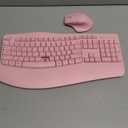 Wireless Keyboard and Mouse Combo, 2.4G Full Size Wave Keys Ergonomic Keyboard with Wrist Rest and 3-Level DPI Adjustable Wireless Ergonomic Mouse for Windows, Mac OS Desktop/Laptop/PC(Pink)