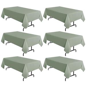 sancua 6 Pack Sage Green Tablecloth 60 x 102 Inch, Rectangle Table Cloth for 6 Feet Tables - Stain and Wrinkle Resistant Washable Polyester Table Cover for Dining Tables, Buffet Parties and Camping