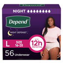 Depend Night Defense Adult Incontinence & Postpartum Bladder Leak Underwear for Women, Disposable, Overnight, Large, Blush, 56 Count (4 Packs of 14), Packaging May Vary, Large 