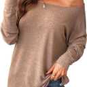 CUPSHE Women Long Sleeve Off The Shoulder Knitted Tops Casual Loose Fit Solid Blouses, L
