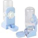 2Pcs Rabbit Water Feeder Bowl Bunny Dispenser Hanging Automatic Guinea Pig Bottle for Cage, Blue