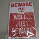 10 x Alotpower Halloween Decorations Metal Tin Sign for Outdoor Yard, Garage Wall, Rustic Vintage Beware of Well Just Beware, 7.8x11.8in