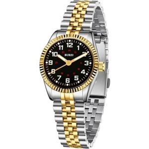 BUREI Women's Wrist Watch Easy Read Dial, 24 Hour with Second Hand,Nurse Watch for Women with Stainless Steel Band.