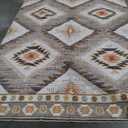 Area Rug 9x12 Rug Machine Washable Non-Slip Low Pile Print Pattern Western Rug for Living Room Bedroom Entryway Tribal Series -Cream/Camel