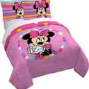 Jay Franco Duvet Cover Set  3 Piece Comforter Cover and Sham Set, Super Soft Cozy Kids Bedding (Insert Not Included) Pink- Minnie Mouse, Queen