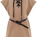 Boys Kids Renaissance Pirate T Shirts Viking Medieval Sleeveless Lace Up Costume Scottish Cotton Tank Tops