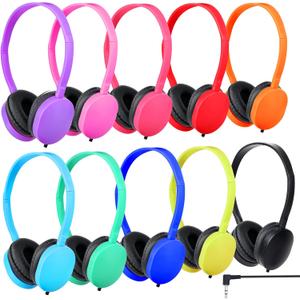 Classroom Kids Headphones Bulk 10 Pack,Class Set of Headphones for School Students Children Toddler Boys Girls Teen 3.5mm Plug Mixed Colors (B)