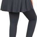 ANIVIVO Skirted Leggings for Women with Pockets, Tennis Yoga Pleated Skirt with Leggings (Small, Grey)