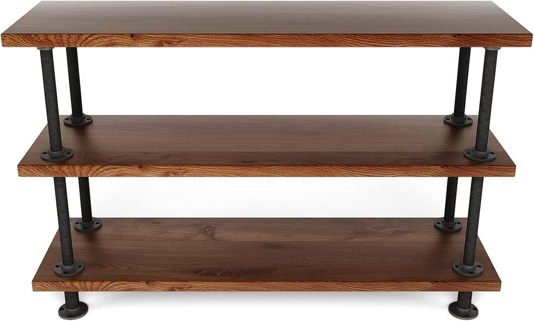 MUZIK 3-Tier Industrial Pipe Table Leg Set, Iron Base Legs Rustic Iron Pipe Shelves for Shoe Rack, Kitchen Rack, Storage Organiser, Bookcase, Wood Planks NOT Included