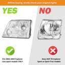 Halogen Headlights for 2002-2005 Ford Explorer NON-SPORT models | NOT Fit Sport and Trac Models, Clear Lens Chrome Housing Amber Reflector, Left+Right Side, Plug-and-Play, OEM: 1L2Z13008AB