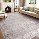 WITSHOCK 14'x13' Area Rugs Living Room: Washable Large Neutral Vintage Soft Rug Stain Resistant Non-Slip Farmhouse Indoor Low Pile Floor Carpet for Bedroom Nursery Office(Blue Gray)