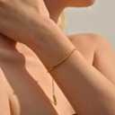 Dainty Gold Bracelets for Women, 18K Real Gold Plated Trendy Gold Chain Bead Bracelets Stackable Minimalist Everyday Jewelry Gift for Women