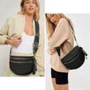 Bum Bags for Women Nylon Crossbody Bag Solid Spacious Cresent Sling Belt Half Moon Purse with Adjustable Strap Trendy Satchel