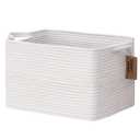 COMFY-HOMI Cotton Rope Woven Basket with Handles for Shelves, Toys, Book, Cloth Storage Baskets Bin for Organizing-13.5"x11"x9.5" Toy Decorative Organizer for Living Room, Bathroom-All White