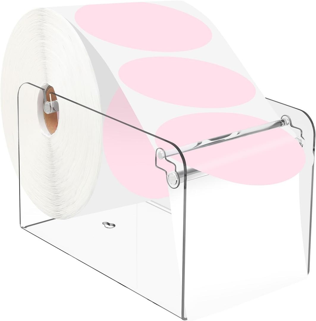 Manual Label Dispenser Acrylic Adjustable Clear Label Holder Sticker Dispenser for Office Home Business Tabletop(10 x 6 x 6 Inch)