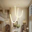 Modern Globe Chandelier High Ceiling Bubble Pendant Light Gold 20+30 Lights
