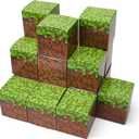 24 Pcs Pixel Paper Boxes, Video Game Party Decorations Supplies, Gaming Thematic Pixelated Favor Box - 3.5 x 3.5 Inch